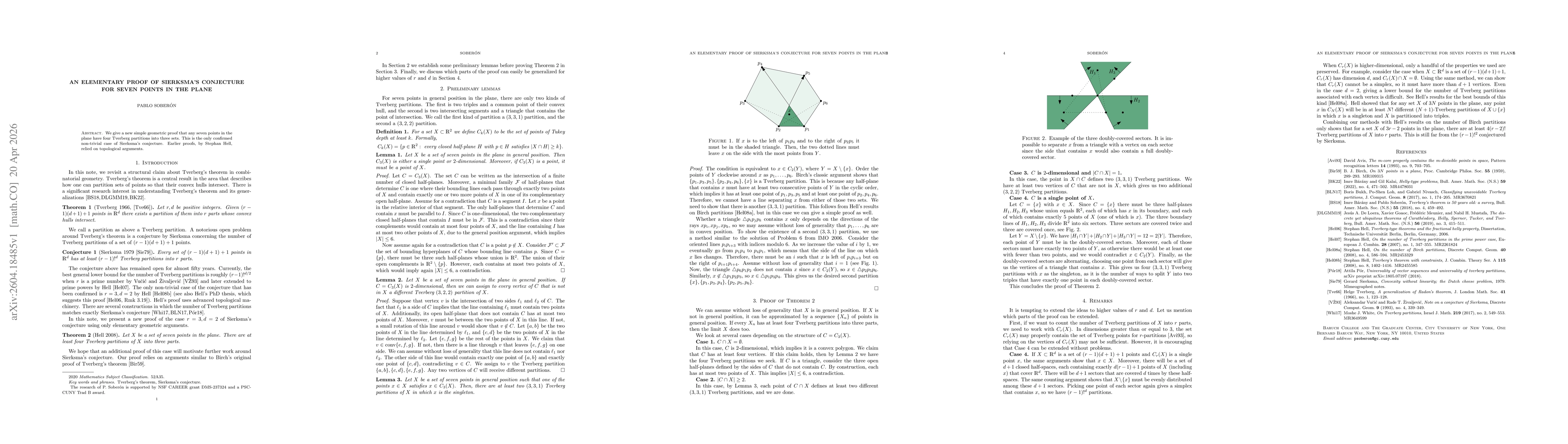 Thumbnail for An elementary proof of Sierksma's conjecture for seven points in the plane