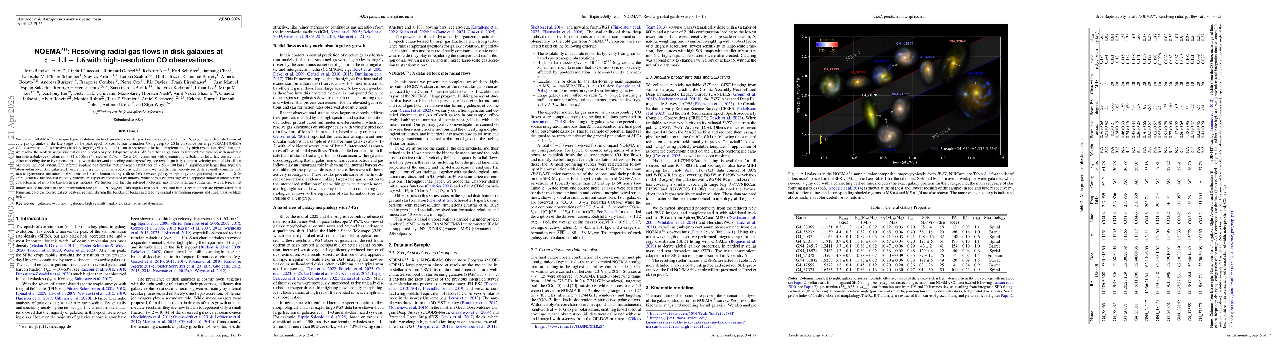 Thumbnail for NOEMA3D: Resolving radial gas flows in disk galaxies at z~1.1-1.6 with high-resolution CO observations