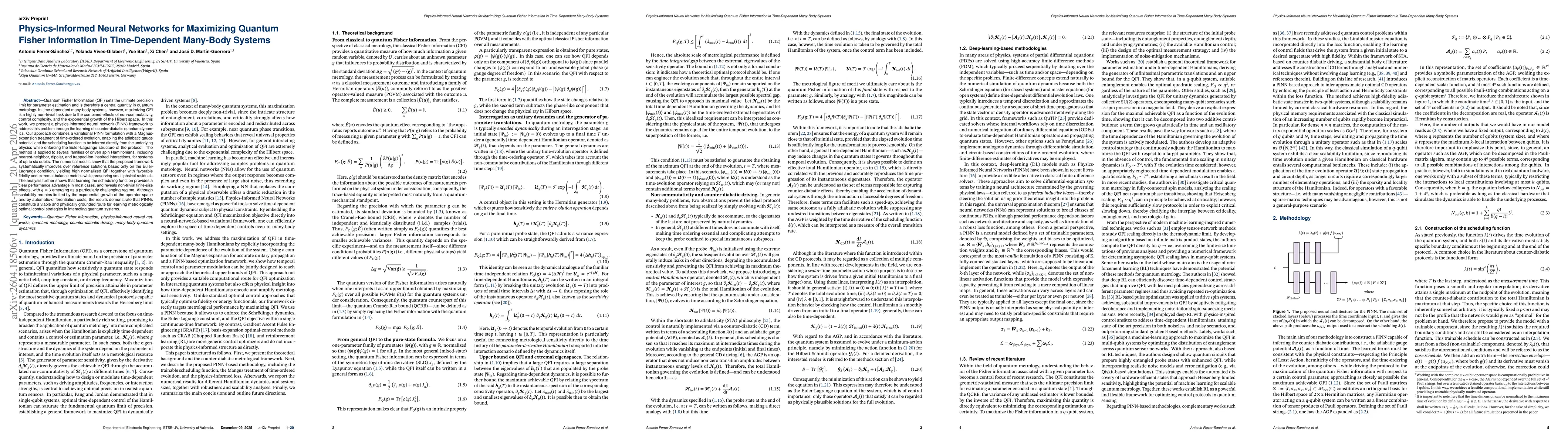 Thumbnail for Physics-Informed Neural Networks for Maximizing Quantum Fisher Information in Time-Dependent Many-Body Systems