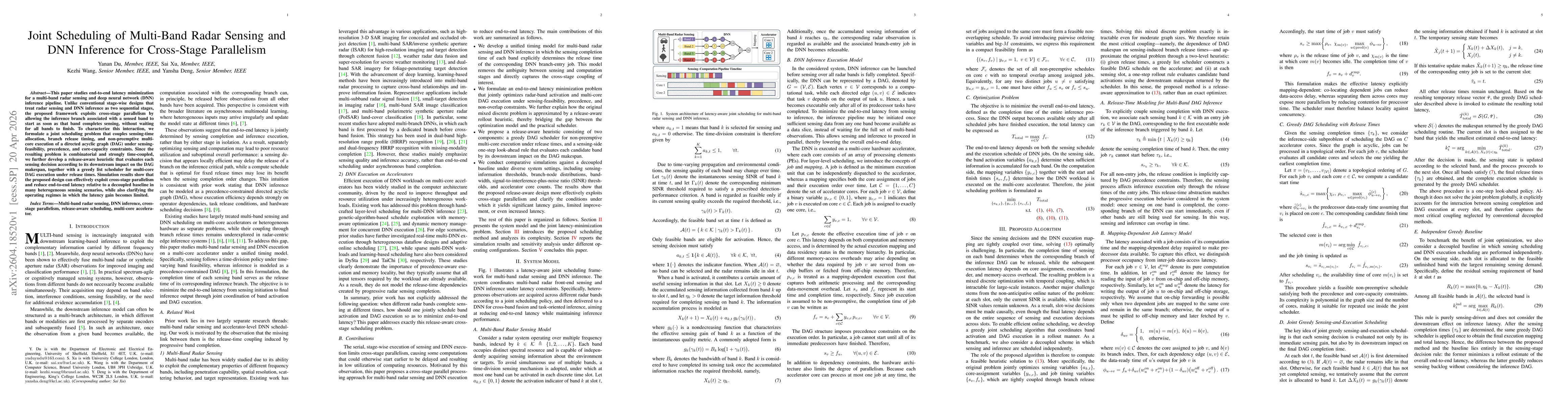 Thumbnail for Joint Scheduling of Multi-Band Radar Sensing and DNN Inference for Cross-Stage Parallelism
