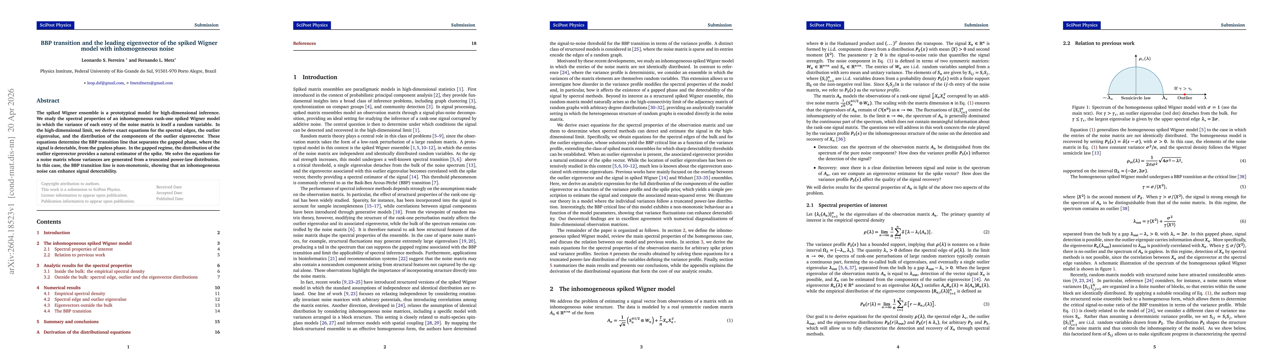 Thumbnail for BBP transition and the leading eigenvector of the spiked Wigner model with inhomogeneous noise