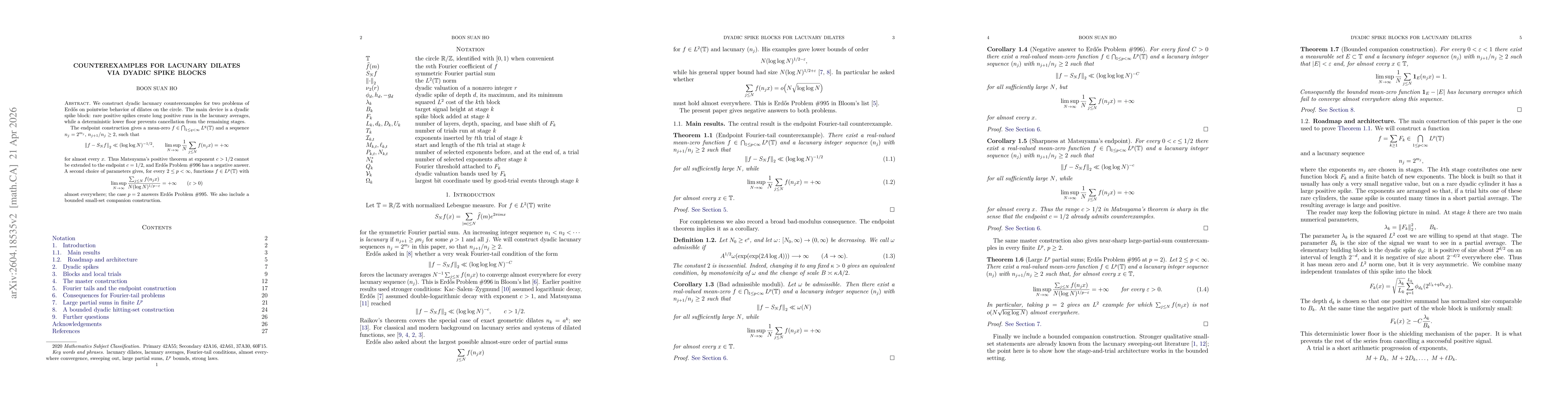 Thumbnail for Counterexamples for lacunary dilates via dyadic spike blocks