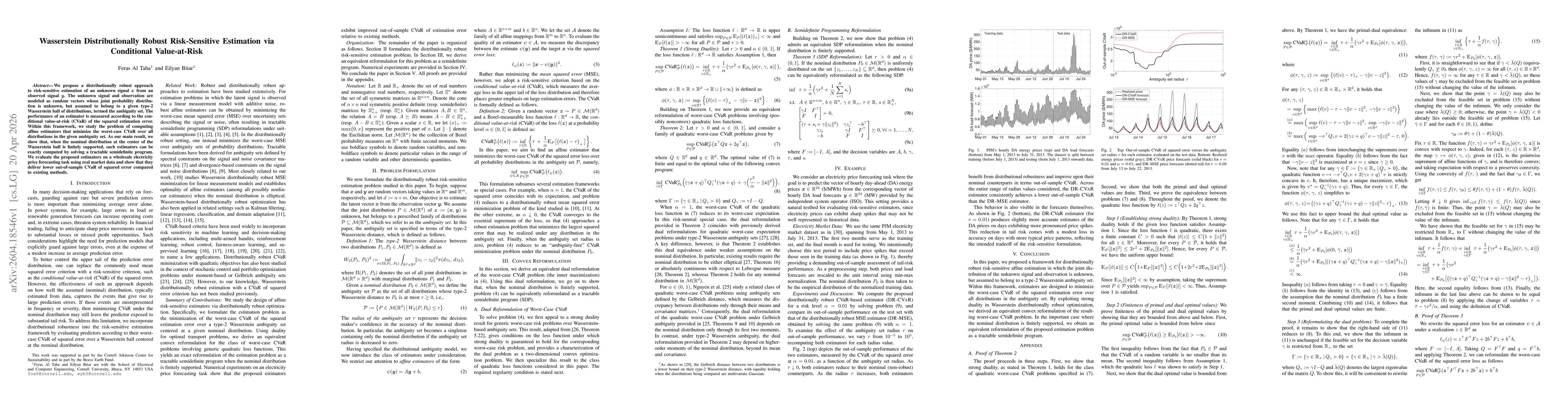 Thumbnail for Wasserstein Distributionally Robust Risk-Sensitive Estimation via Conditional Value-at-Risk