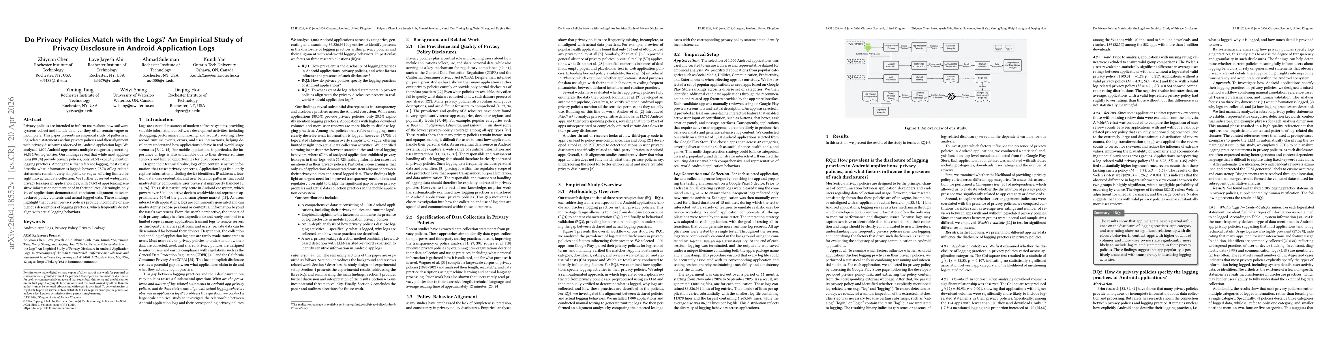 Thumbnail for Do Privacy Policies Match with the Logs? An Empirical Study of Privacy Disclosure in Android Application Logs
