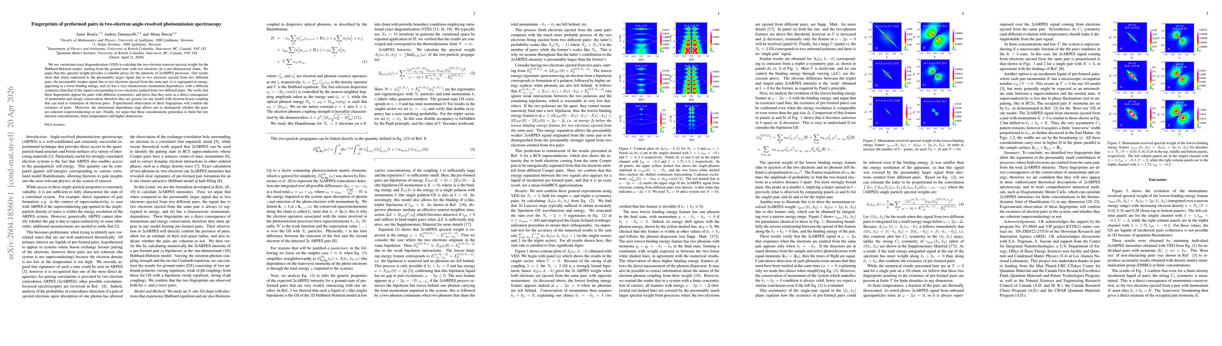 Thumbnail for Fingerprints of preformed pairs in two-electron angle-resolved photoemission spectroscopy