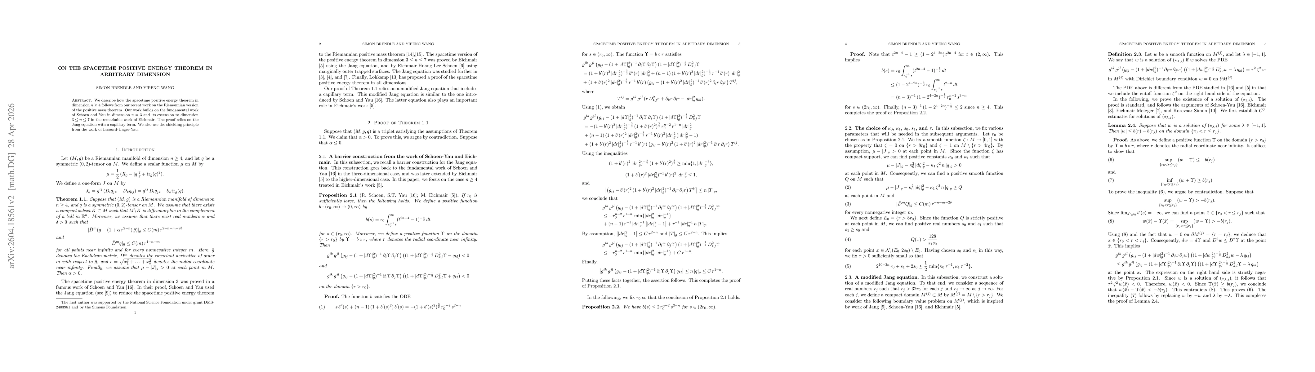 Thumbnail for On the spacetime positive energy theorem in arbitrary dimension