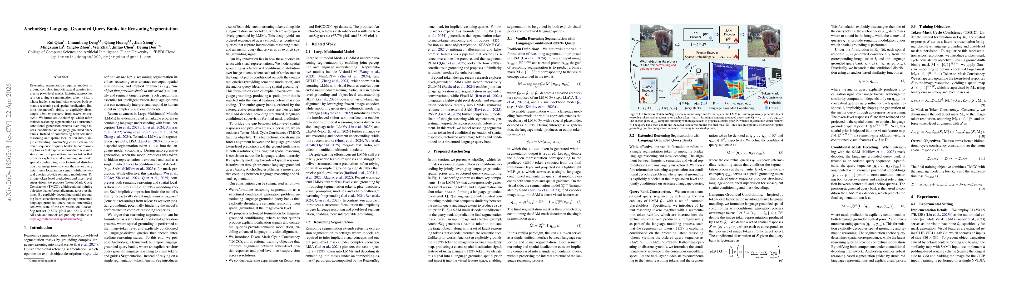 Thumbnail for AnchorSeg: Language Grounded Query Banks for Reasoning Segmentation