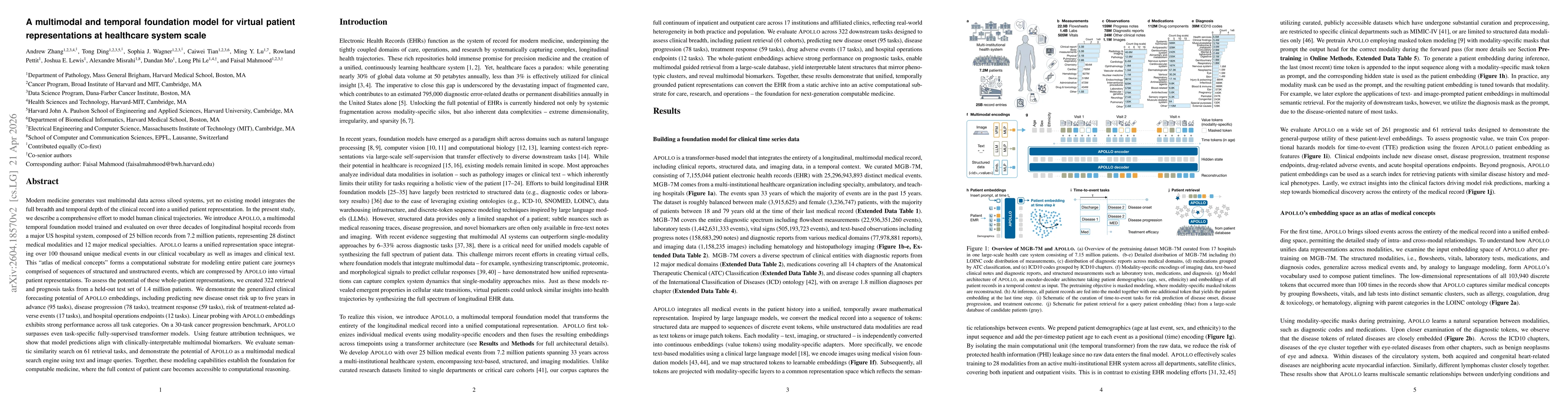 Thumbnail for A multimodal and temporal foundation model for virtual patient representations at healthcare system scale