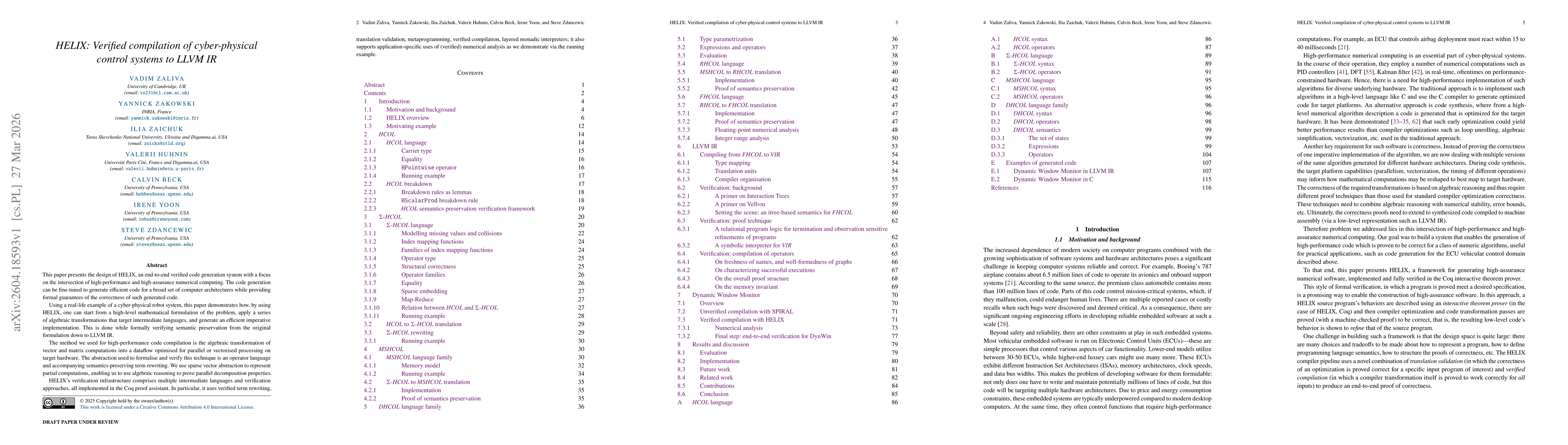 Thumbnail for HELIX: Verified compilation of cyber-physical control systems to LLVM IR