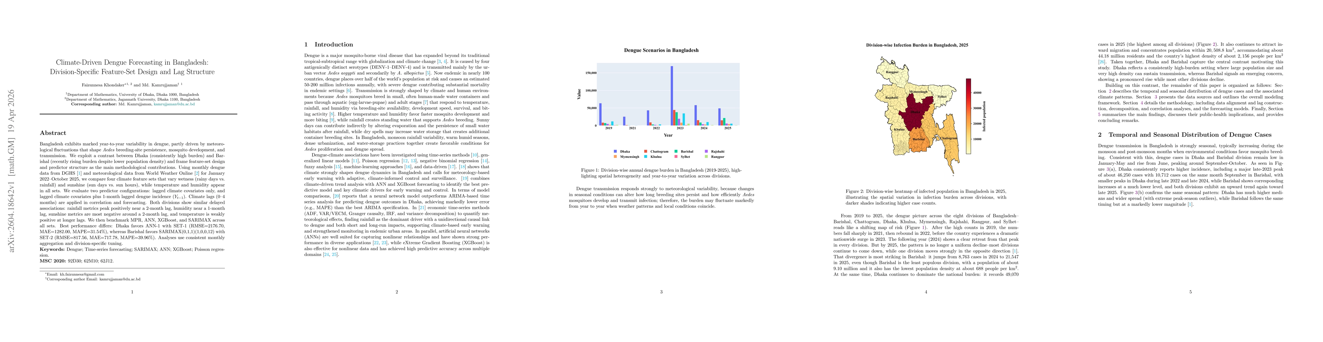 Thumbnail for Climate-Driven Dengue Forecasting in Bangladesh: Division-Specific Feature-Set Design and Lag Structure