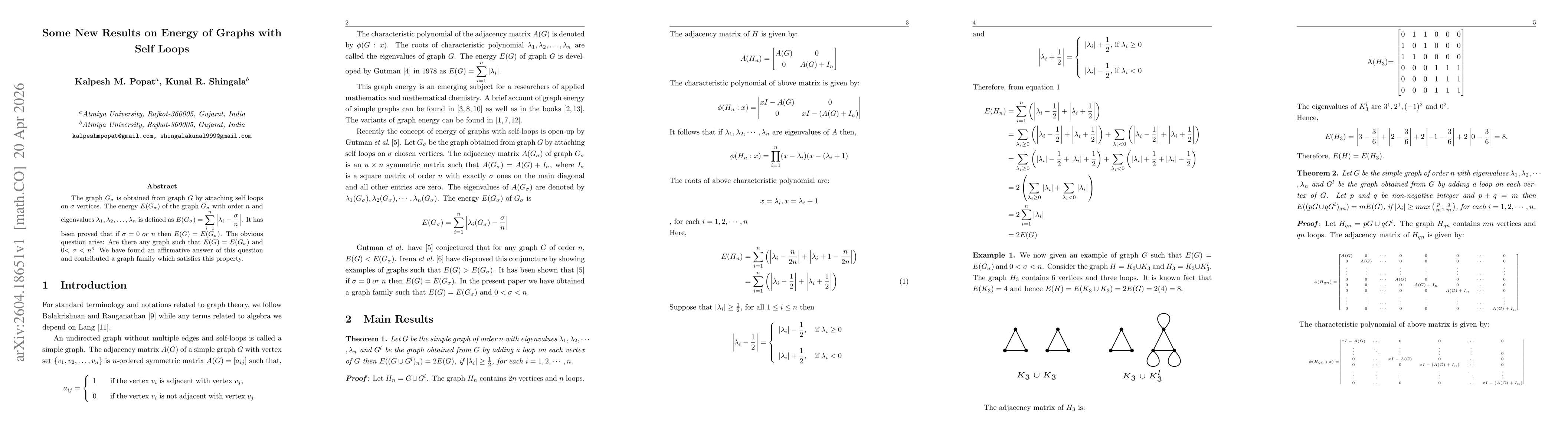 Thumbnail for Some New Results on Energy of Graphs with Self Loops