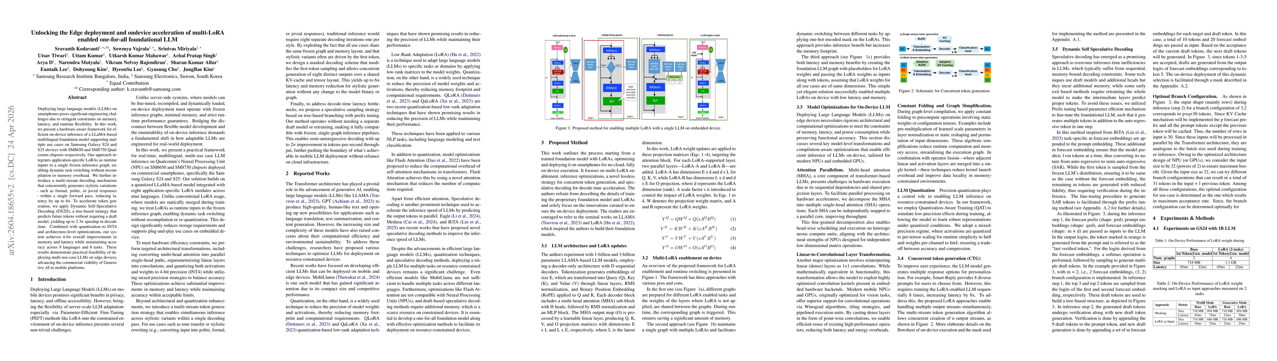 Thumbnail for Unlocking the Edge deployment and ondevice acceleration of multi-LoRA enabled one-for-all foundational LLM