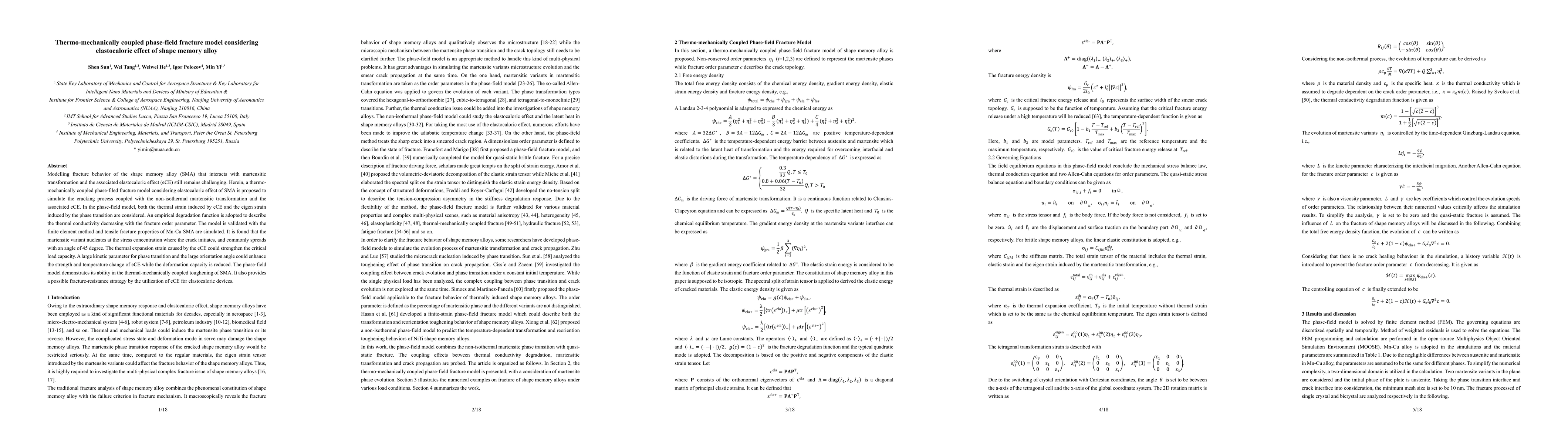 Thumbnail for Thermo-mechanically coupled phase-field fracture model considering elastocaloric effect of shape memory alloy