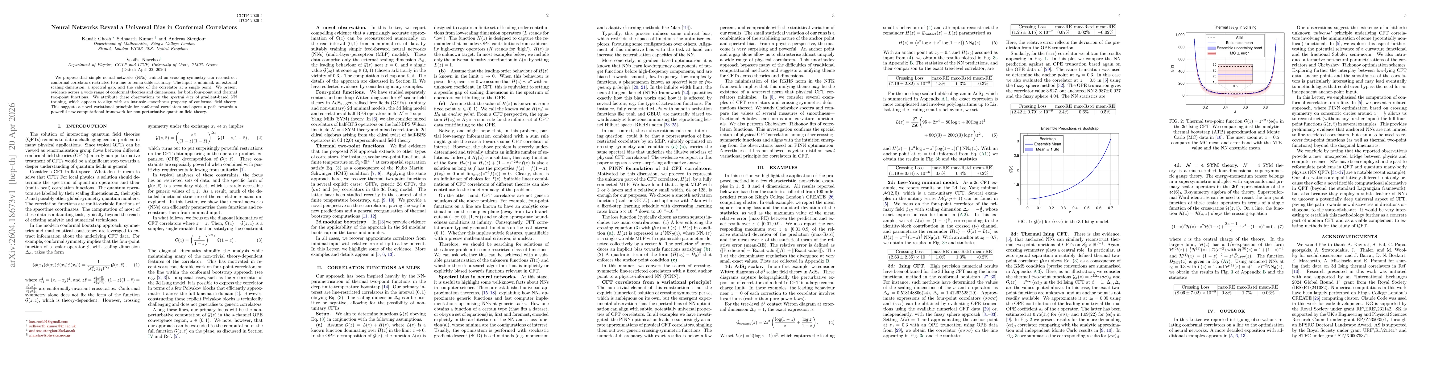 Thumbnail for Neural Networks Reveal a Universal Bias in Conformal Correlators