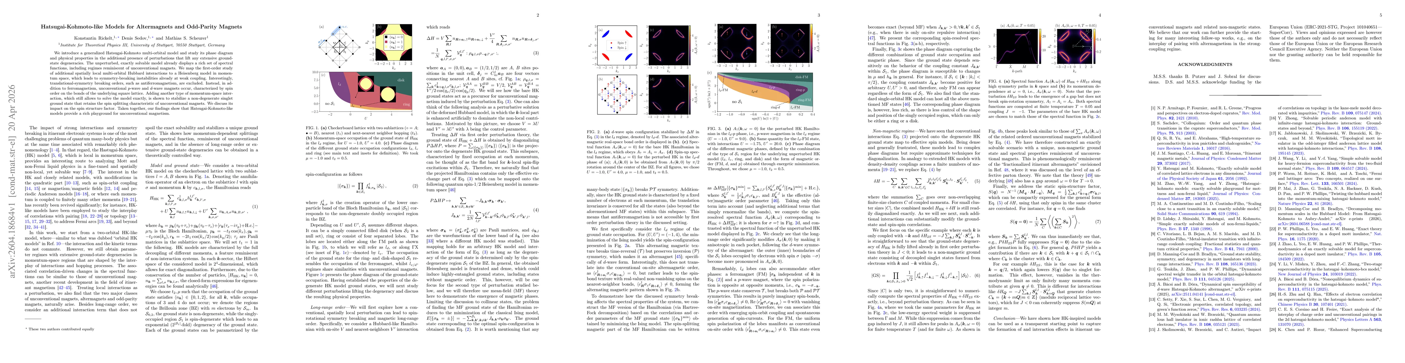 Thumbnail for Hatsugai-Kohmoto-like Models for Altermagnets and Odd-Parity Magnets