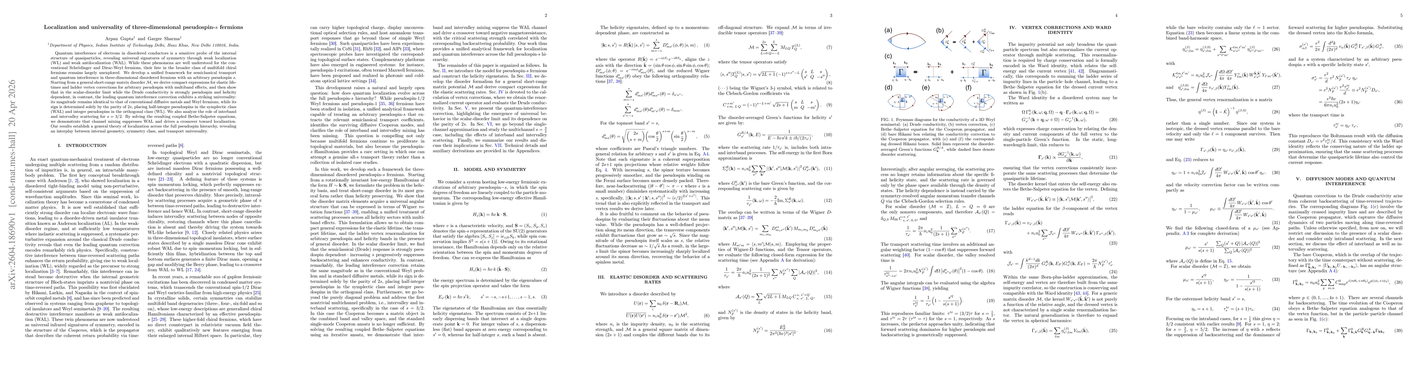 Thumbnail for Localization and universality of three-dimensional pseudospin-$s$ fermions