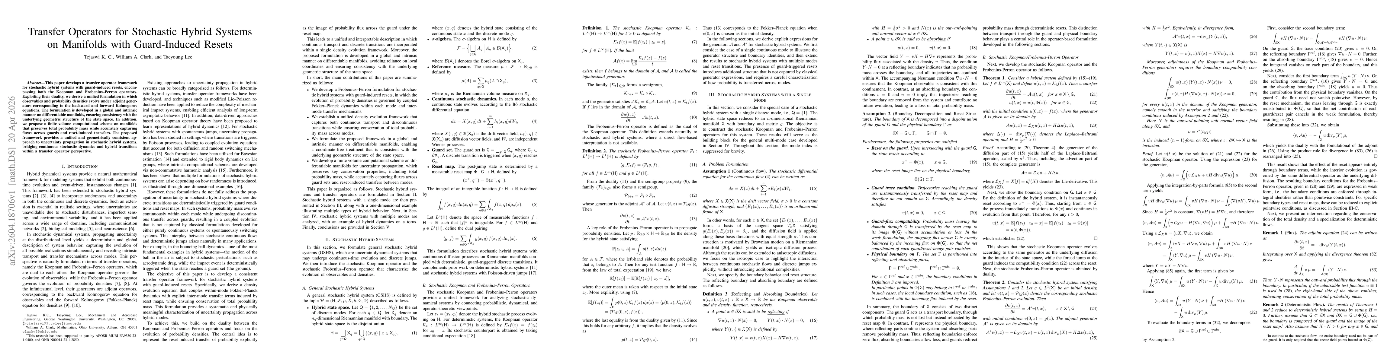 Thumbnail for Transfer Operators for Stochastic Hybrid Systems on Manifolds with Guard-Induced Resets