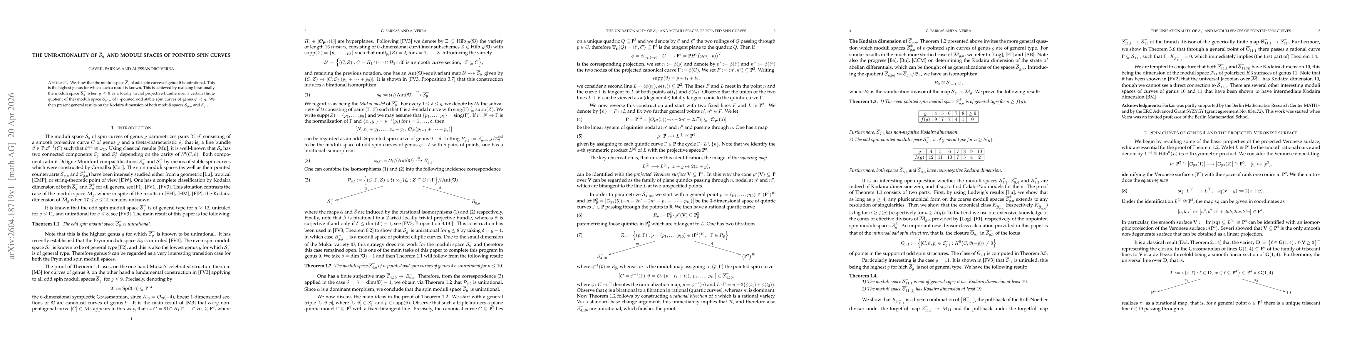 Thumbnail for The unirationality of $S_9^-$ and moduli spaces of pointed spin curves