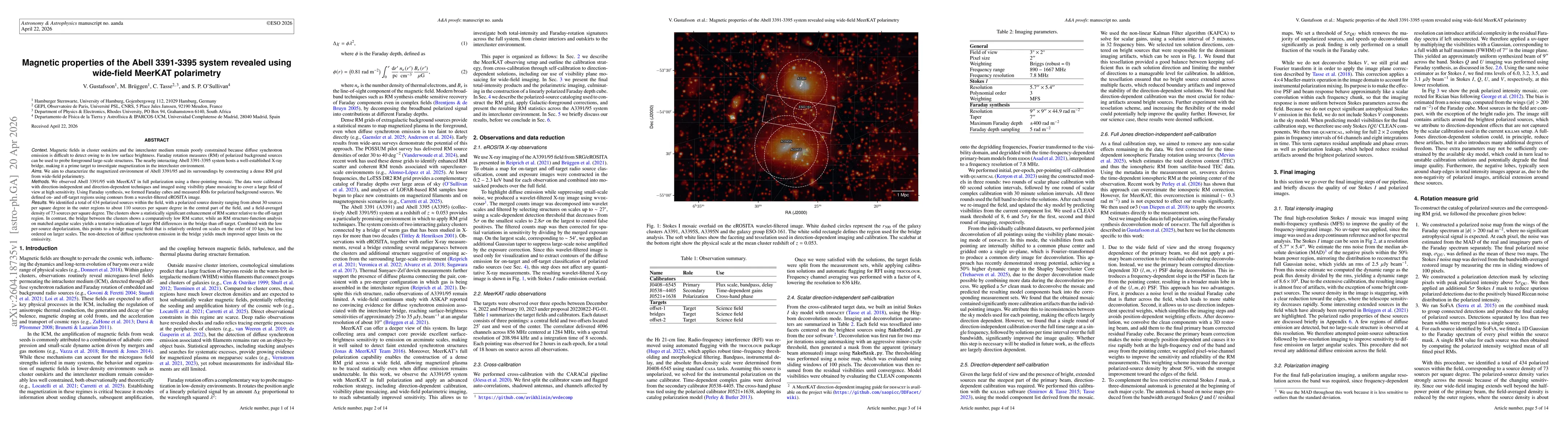 Thumbnail for Magnetic properties of the Abell 3391-3395 system revealed using wide-field MeerKAT polarimetry