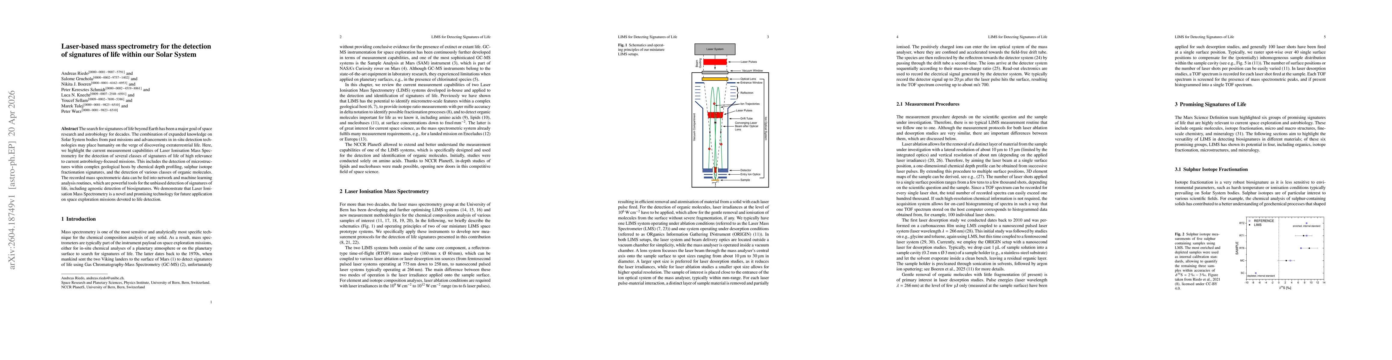 Thumbnail for Laser-based mass spectrometry for the detection of signatures of life within our Solar System