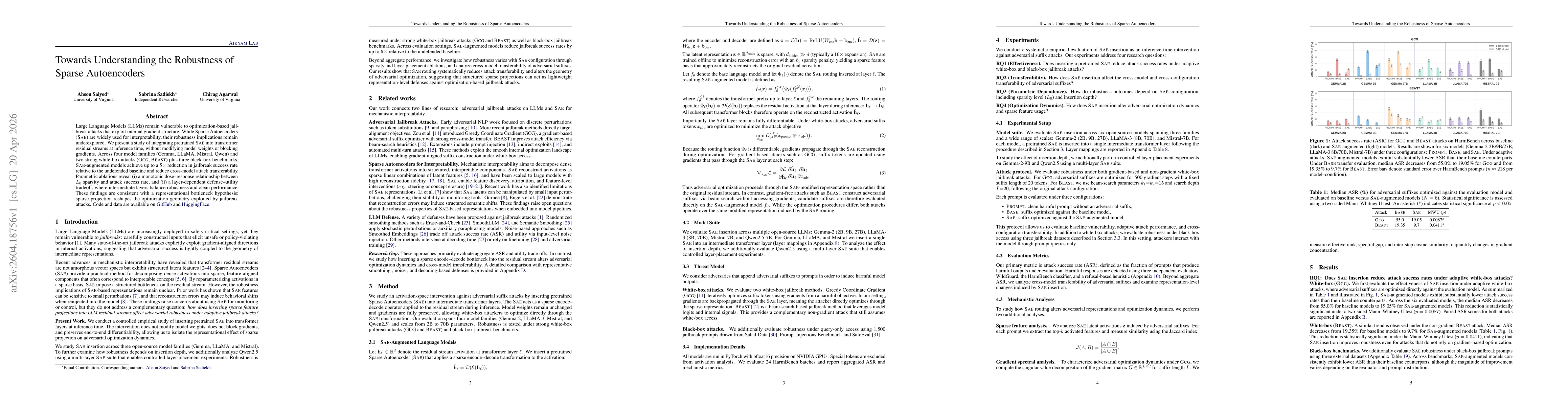 Thumbnail for Towards Understanding the Robustness of Sparse Autoencoders