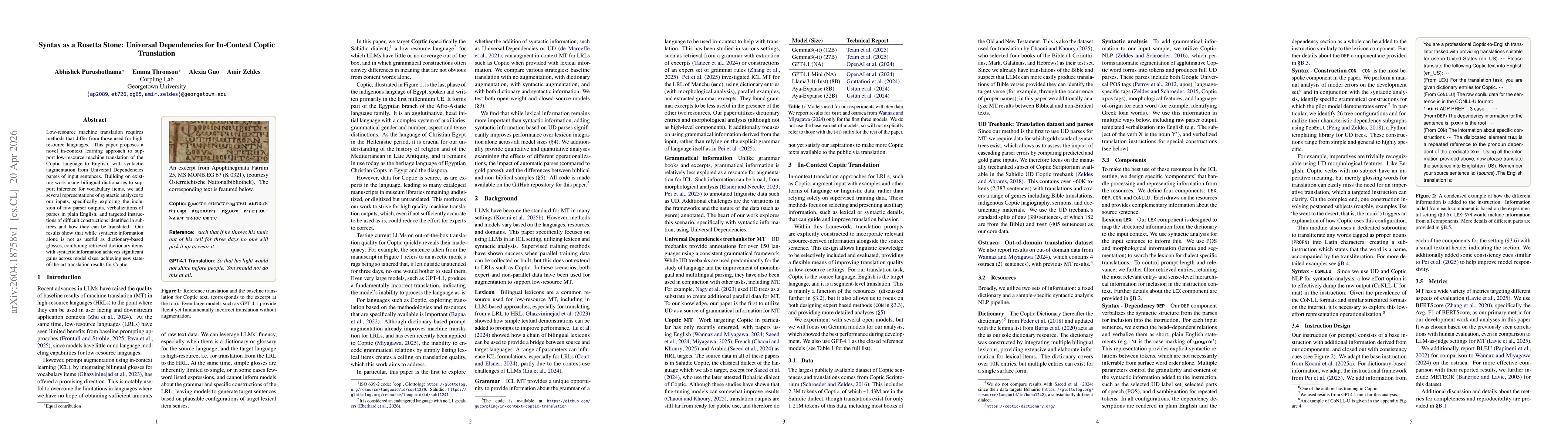 Thumbnail for Syntax as a Rosetta Stone: Universal Dependencies for In-Context Coptic Translation