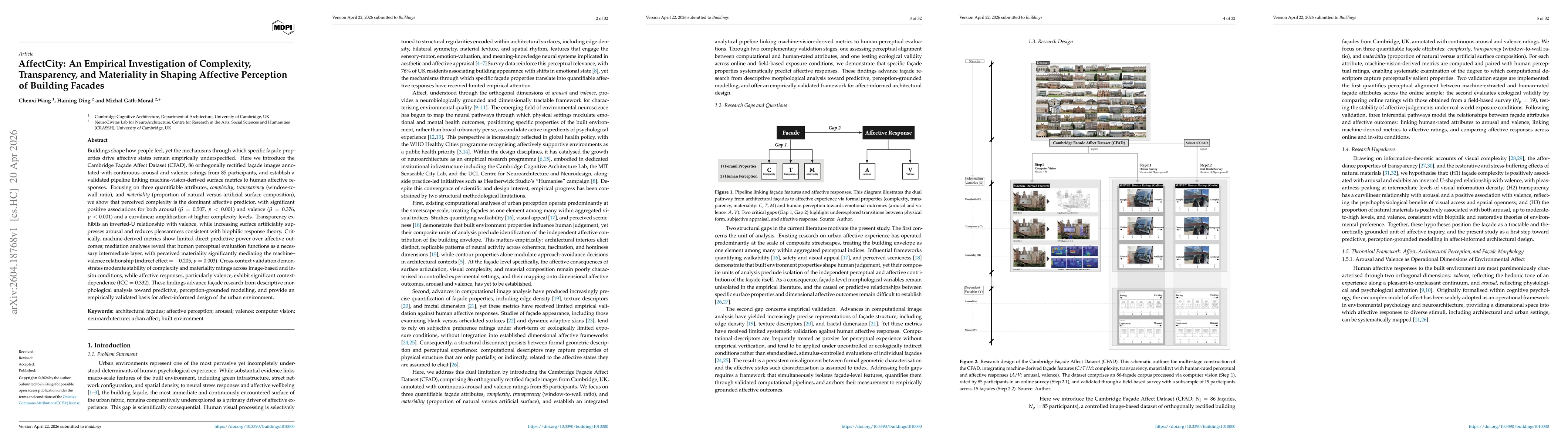 Thumbnail for AffectCity: An Empirical Investigation of Complexity, Transparency, and Materiality in Shaping Affective Perception of Building Facades