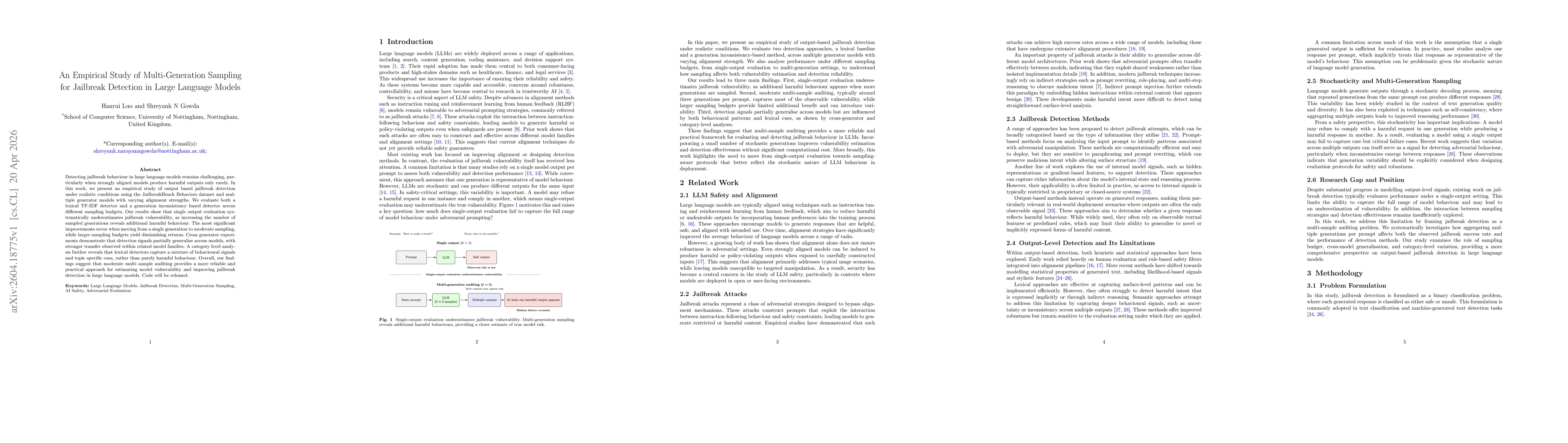 Thumbnail for An Empirical Study of Multi-Generation Sampling for Jailbreak Detection in Large Language Models