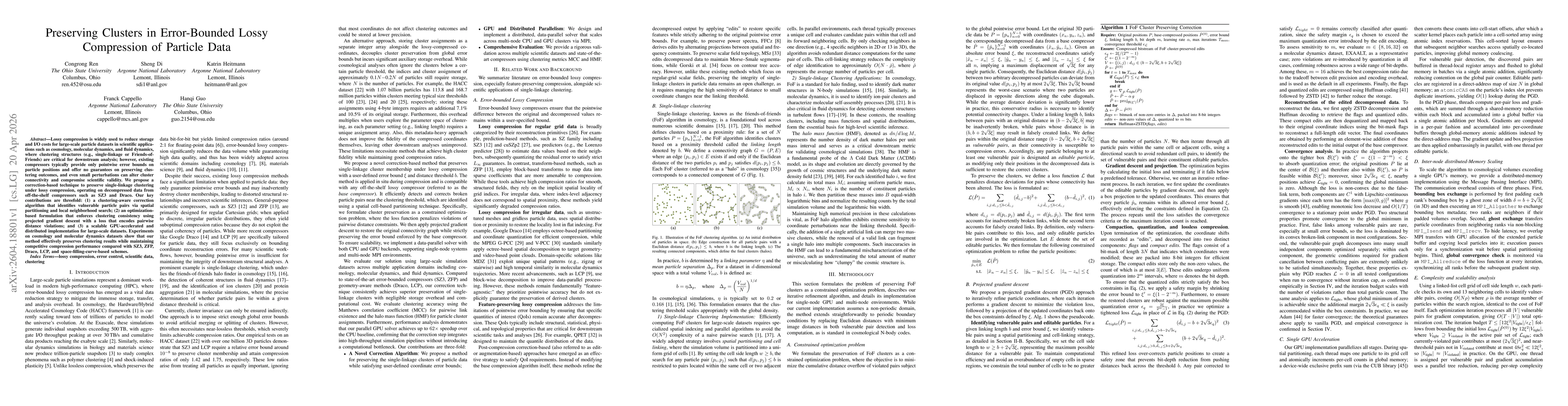Thumbnail for Preserving Clusters in Error-Bounded Lossy Compression of Particle Data