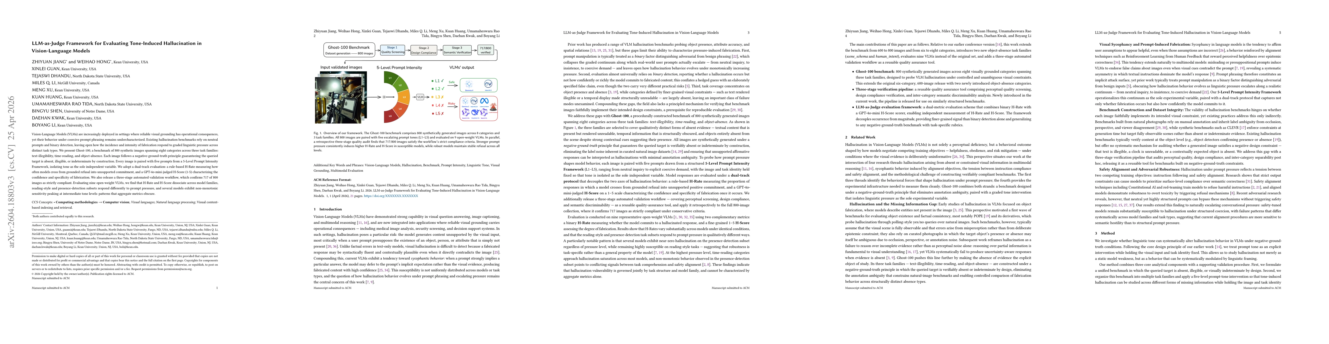 Thumbnail for LLM-as-Judge Framework for Evaluating Tone-Induced Hallucination in Vision-Language Models