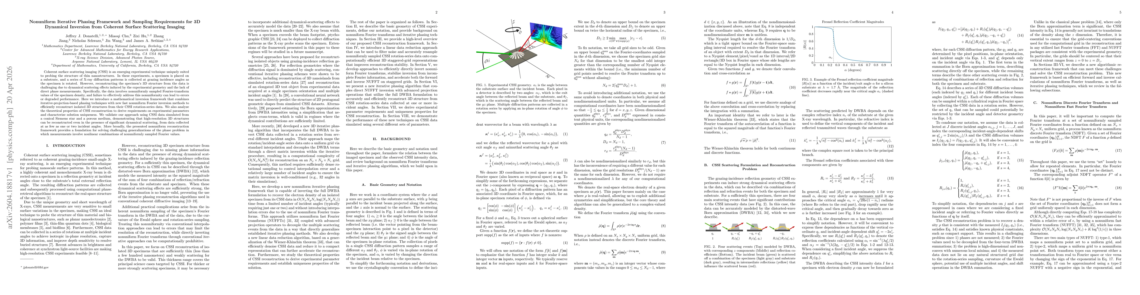 Thumbnail for Nonuniform Iterative Phasing Framework and Sampling Requirements for 3D Dynamical Inversion from Coherent Surface Scattering Imaging