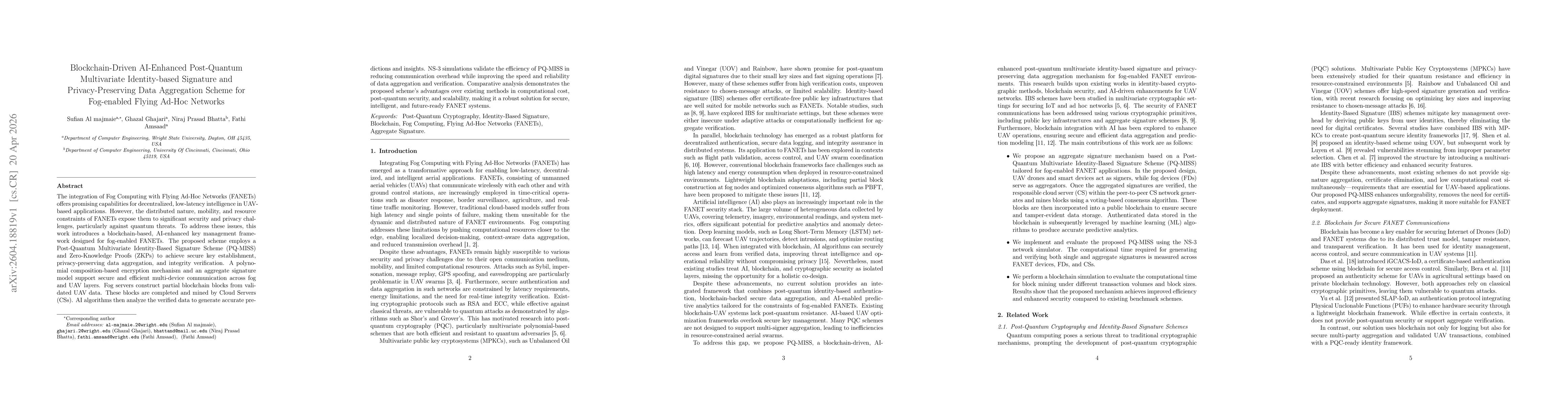 Thumbnail for Blockchain-Driven AI-Enhanced Post-Quantum Multivariate Identity-based Signature and Privacy-Preserving Data Aggregation Scheme for Fog-enabled Flying Ad-Hoc Networks