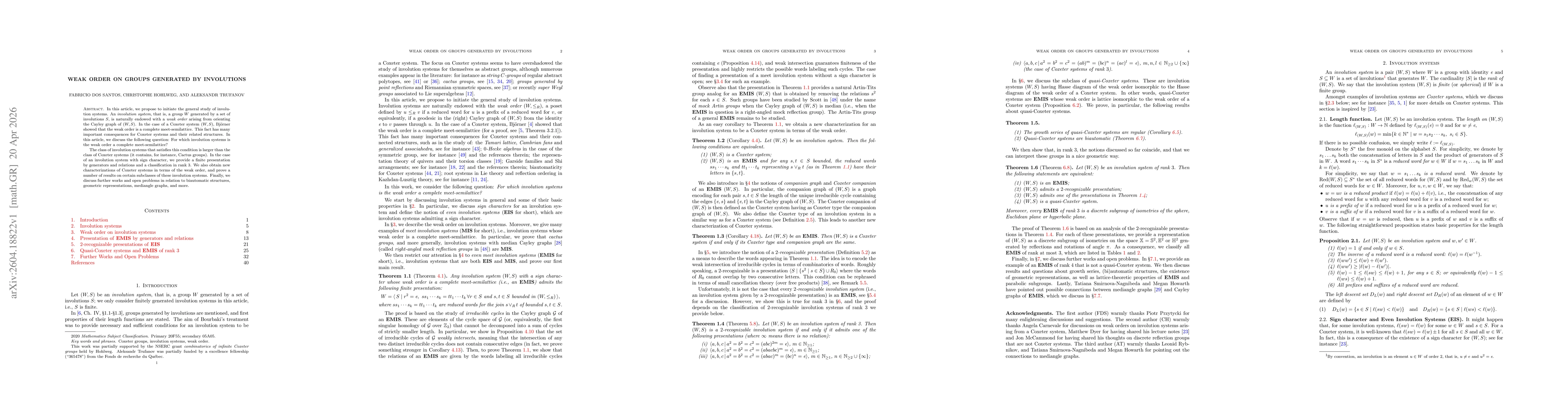 Thumbnail for Weak order on groups generated by involutions