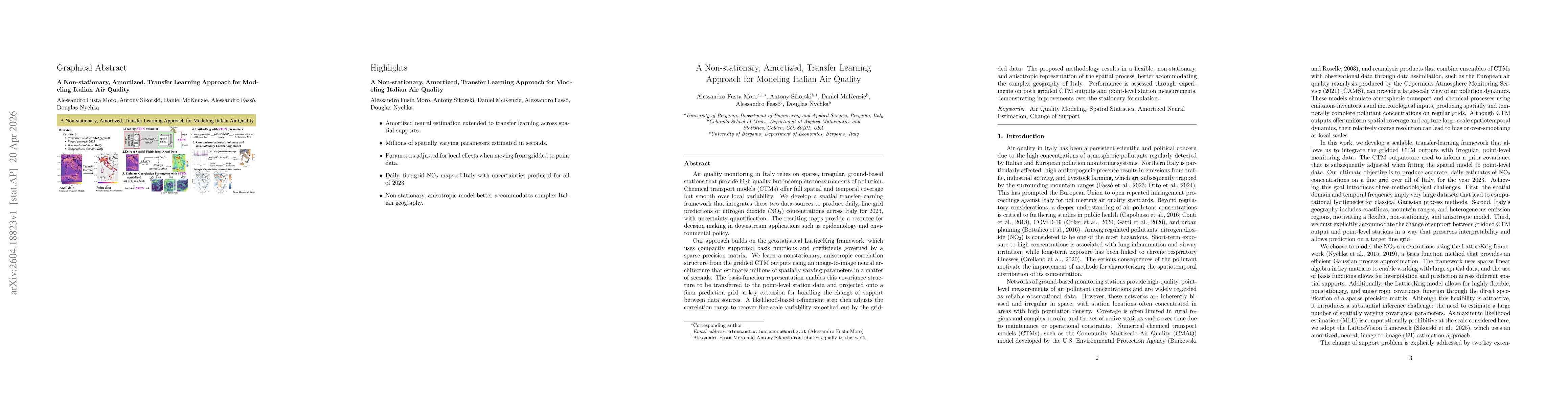 Thumbnail for A Non-stationary, Amortized, Transfer Learning Approach for Modeling Italian Air Quality