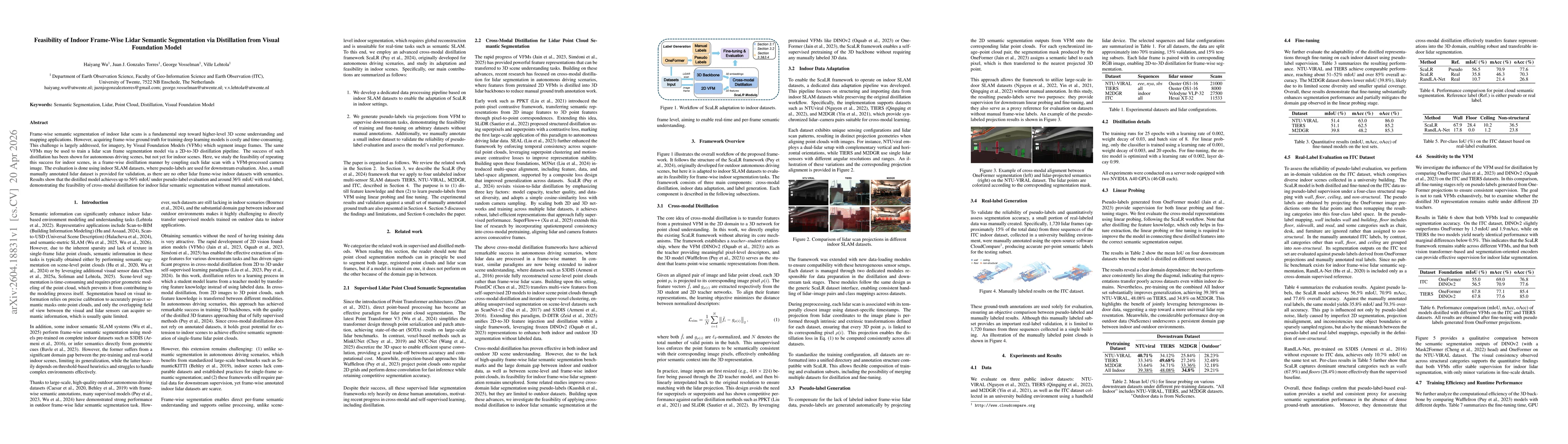 Thumbnail for Feasibility of Indoor Frame-Wise Lidar Semantic Segmentation via Distillation from Visual Foundation Model