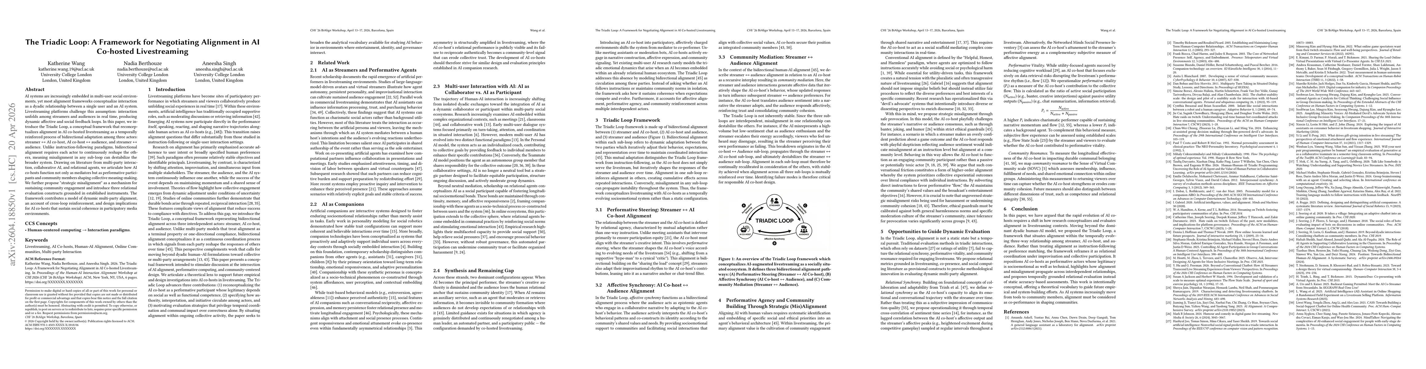 Thumbnail for The Triadic Loop: A Framework for Negotiating Alignment in AI Co-hosted Livestreaming