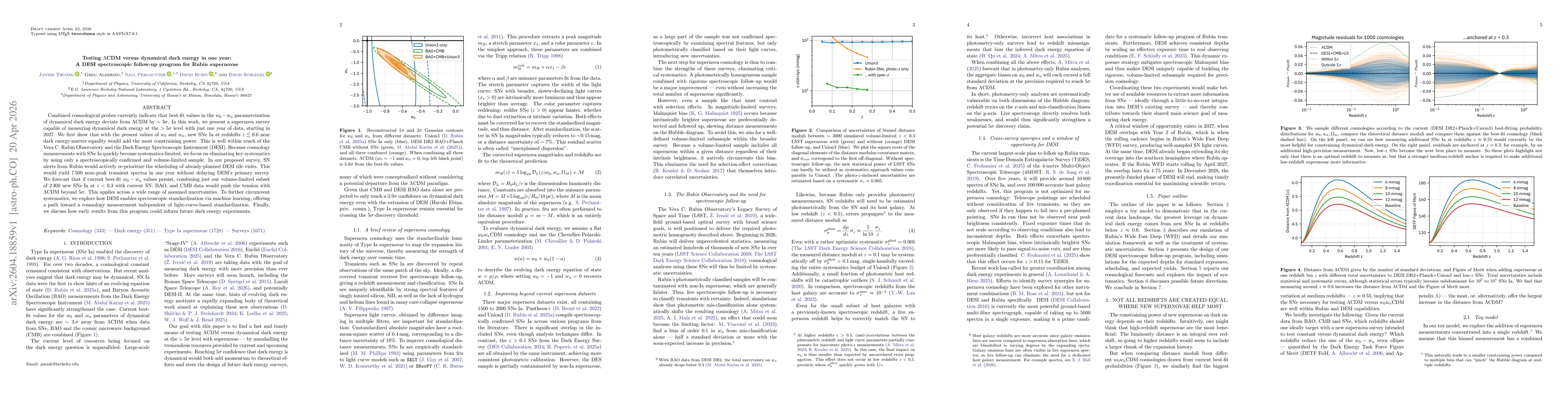 Thumbnail for Testing $Λ$CDM versus dynamical dark energy in one year: A DESI spectroscopic follow-up program for Rubin supernovae