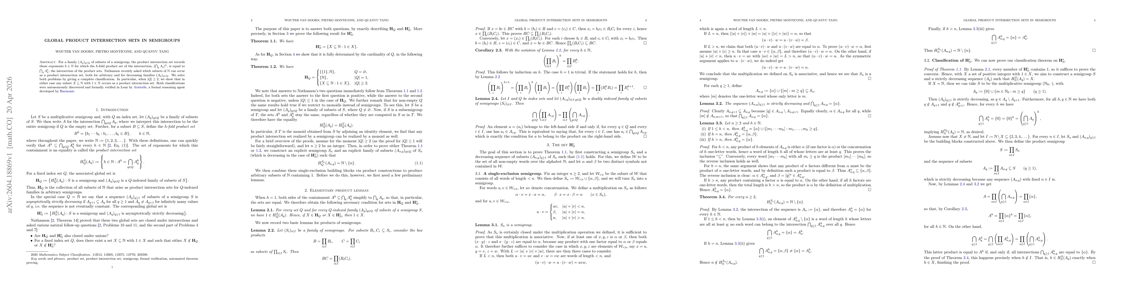 Thumbnail for Global Product Intersection Sets in Semigroups