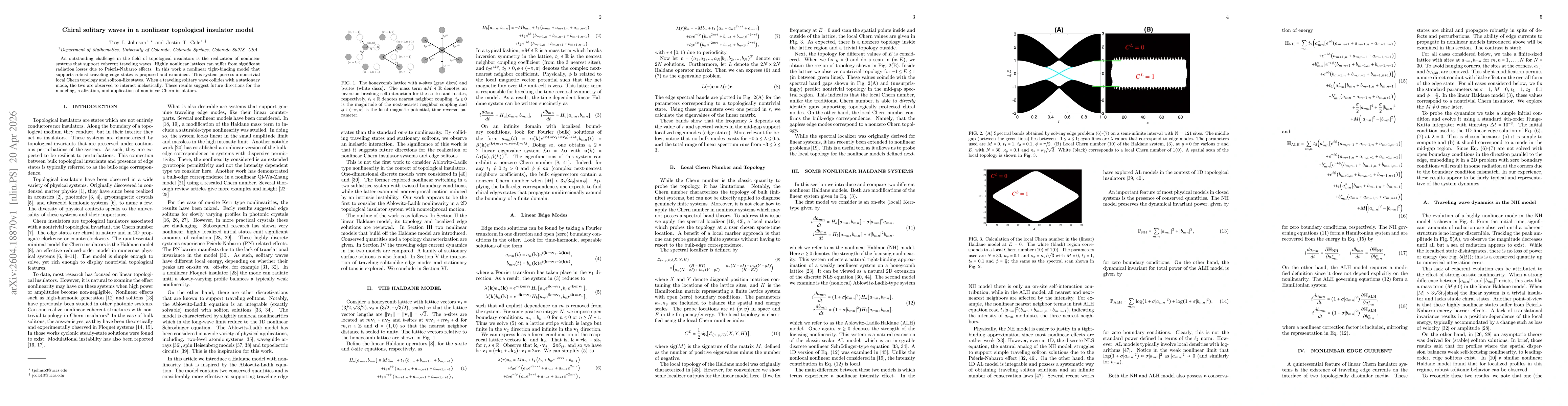Thumbnail for Chiral solitary waves in a nonlinear topological insulator model