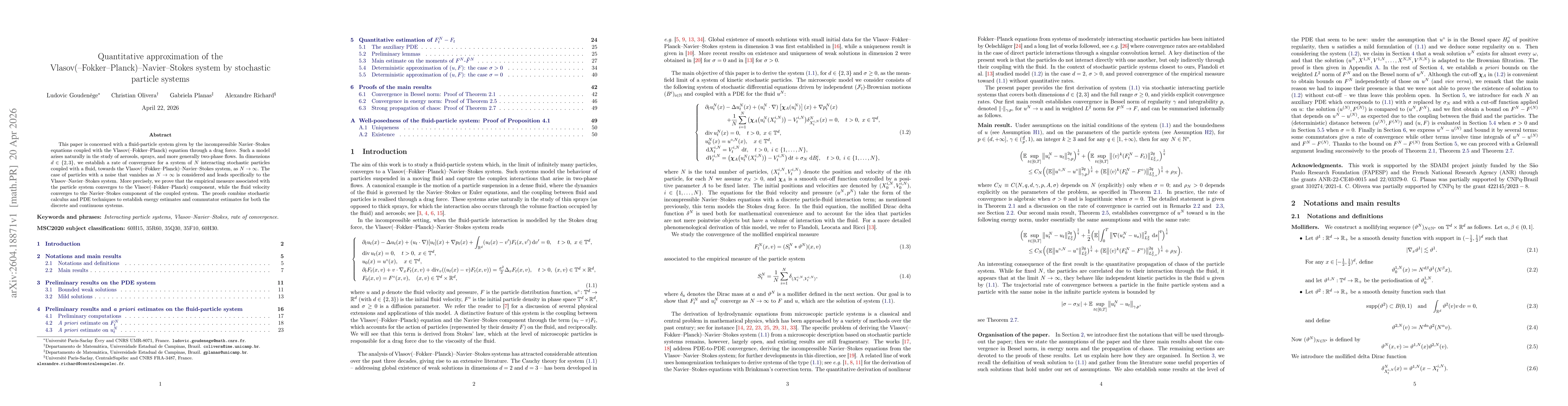 Thumbnail for Quantitative approximation of the Vlasov(-Fokker-Planck)-Navier-Stokes system by stochastic particle systems