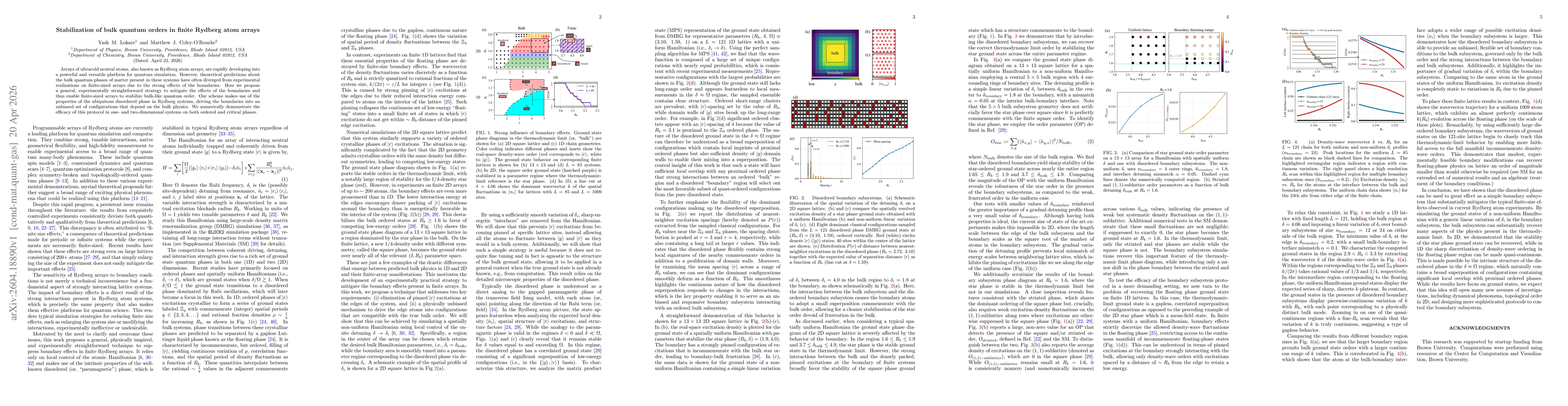 Thumbnail for Stabilization of bulk quantum orders in finite Rydberg atom arrays