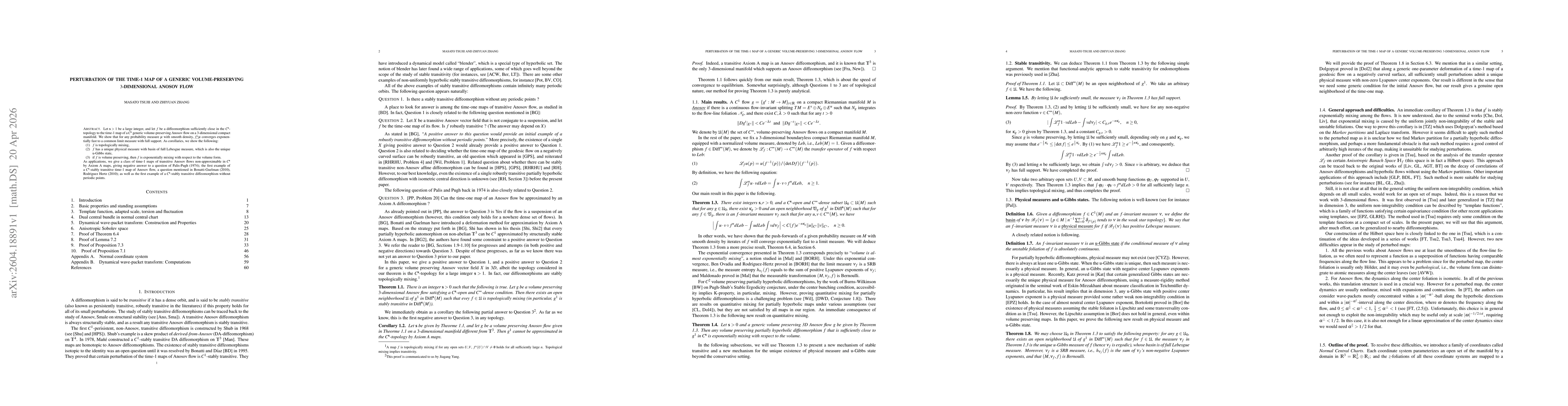 Thumbnail for Perturbation of the time-1 map of a generic volume-preserving $3$-dimensional Anosov flow