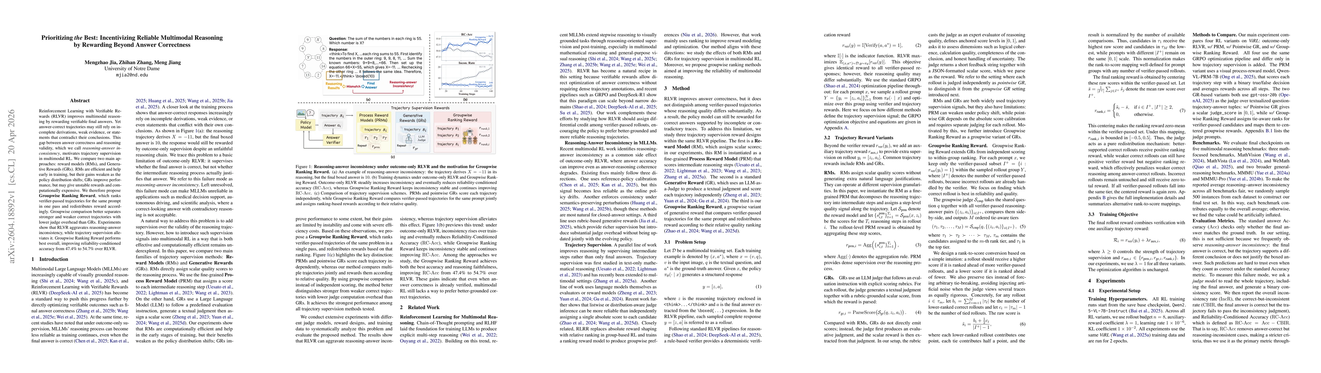 Thumbnail for Prioritizing the Best: Incentivizing Reliable Multimodal Reasoning by Rewarding Beyond Answer Correctness