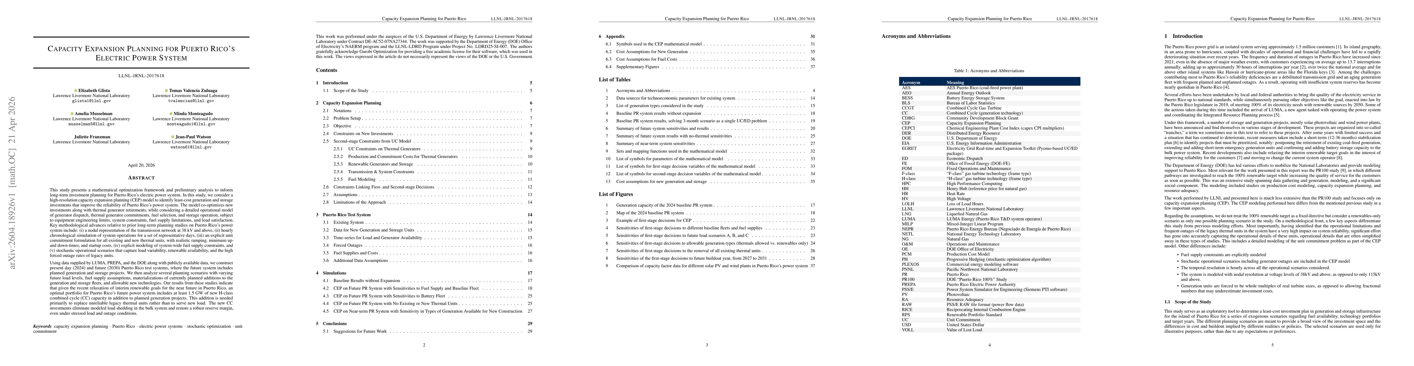 Thumbnail for Capacity Expansion Planning for Puerto Rico's Electric Power System