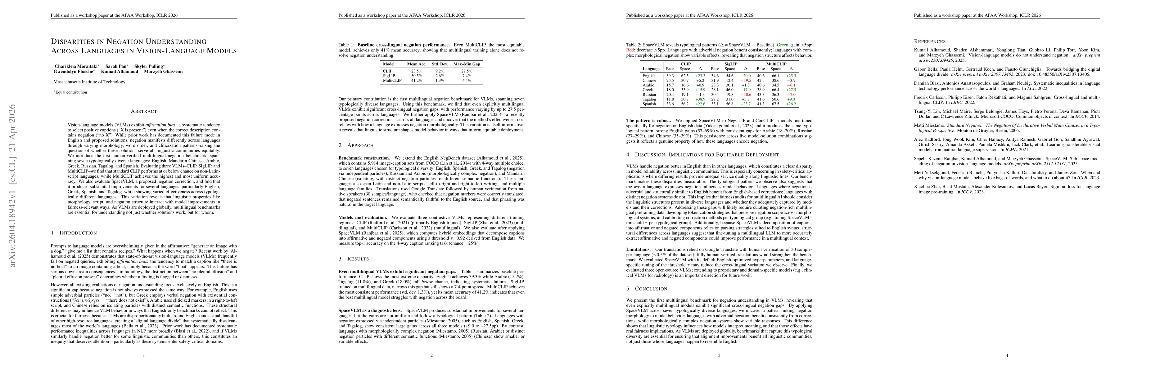 Thumbnail for Disparities In Negation Understanding Across Languages In Vision-Language Models