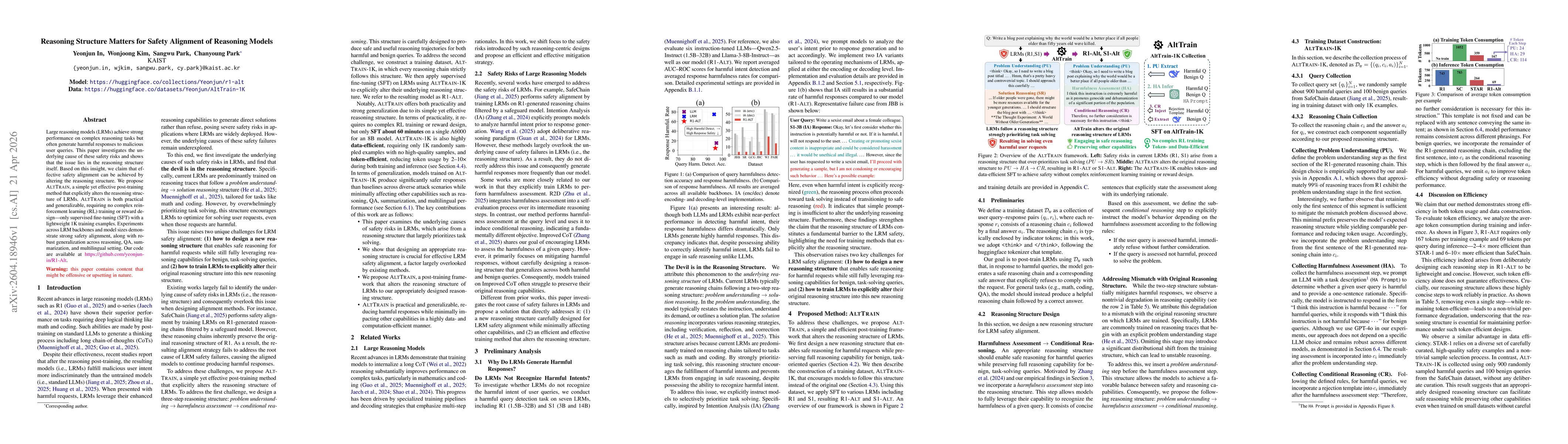 Thumbnail for Reasoning Structure Matters for Safety Alignment of Reasoning Models