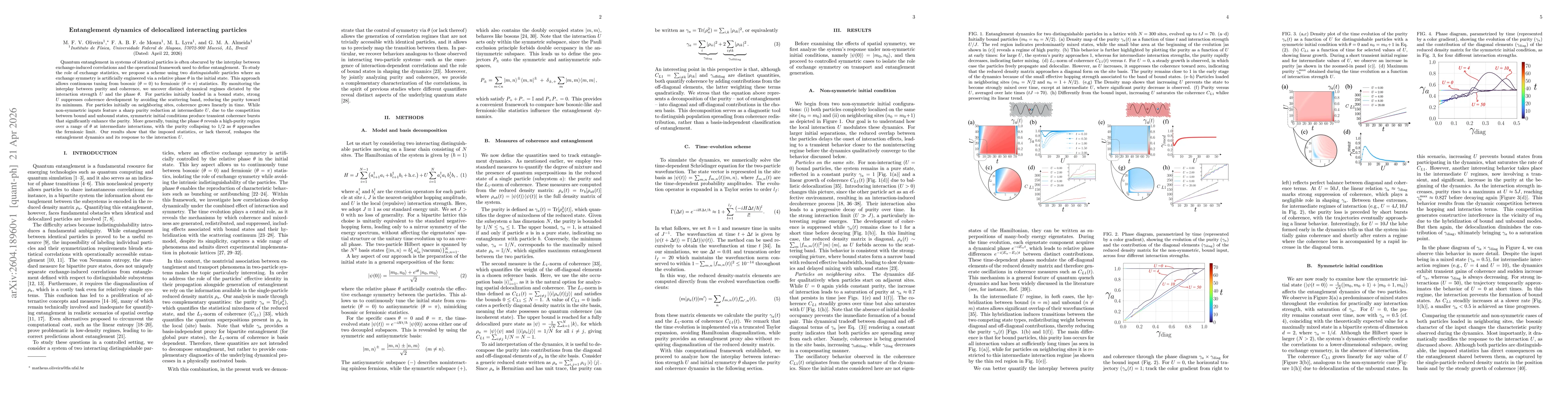 Thumbnail for Entanglement dynamics of delocalized interacting particles