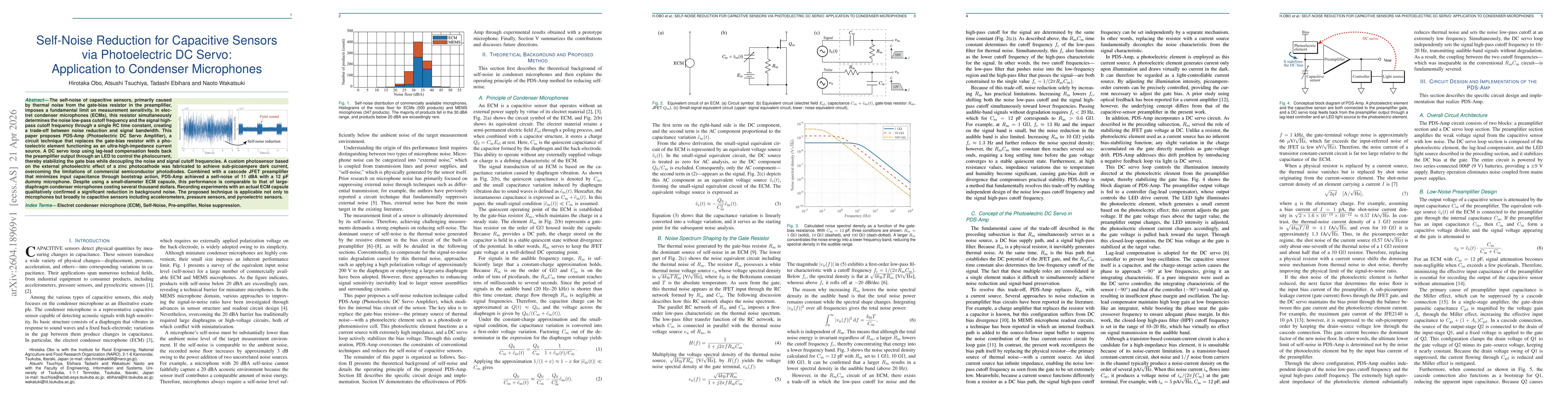 Thumbnail for Self-Noise Reduction for Capacitive Sensors via Photoelectric DC Servo: Application to Condenser Microphones