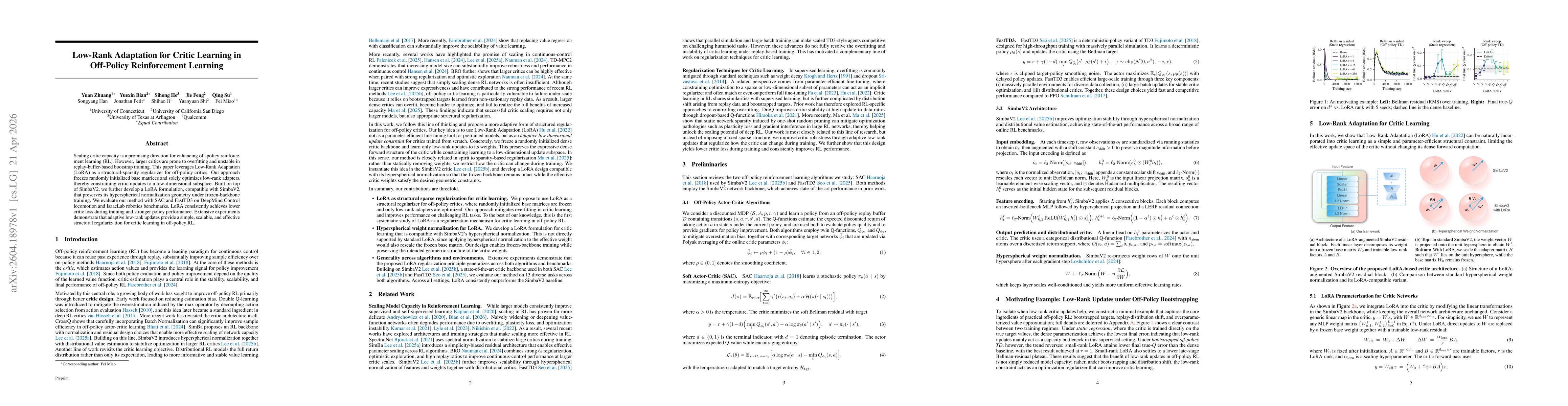 Thumbnail for Low-Rank Adaptation for Critic Learning in Off-Policy Reinforcement Learning