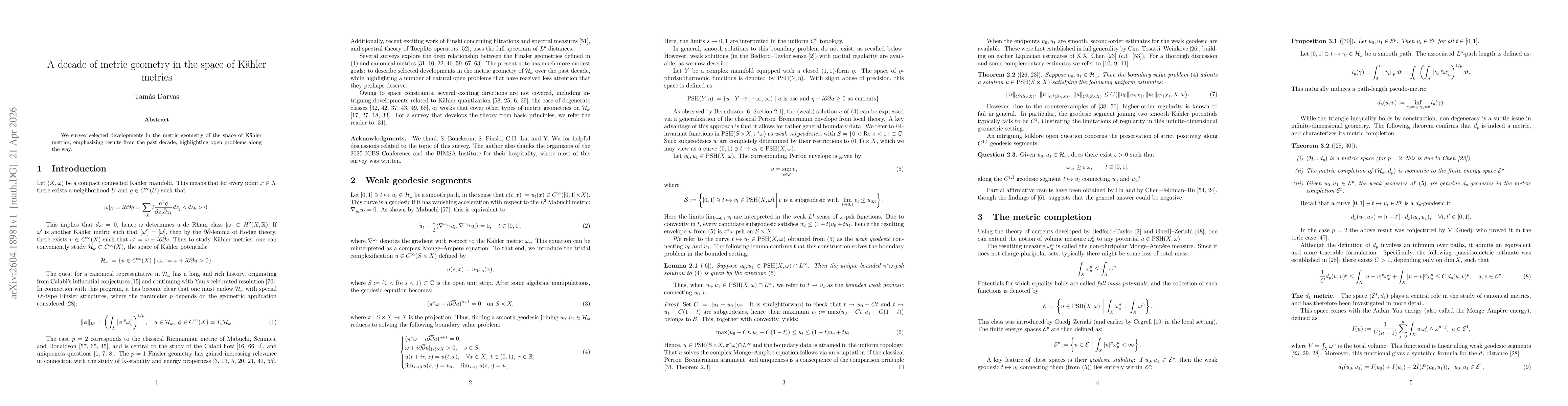 Thumbnail for A decade of metric geometry in the space of Kähler metrics